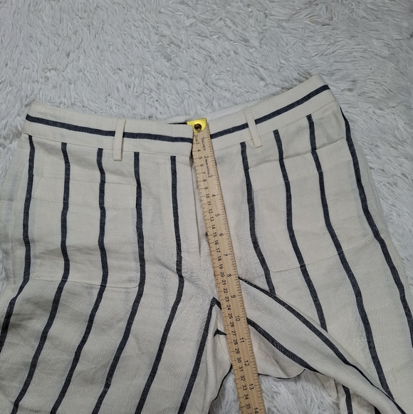 Theory Womens Linen Striped 4 Pocket Mid-Rise Straight Leg Pants White Size 4 - Picture 4 of 9